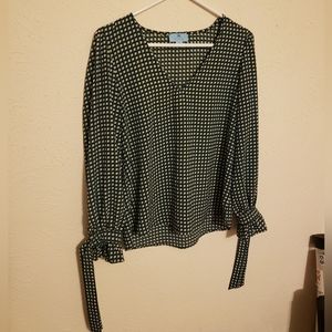 CeCe V-Neck Patterned Blouse